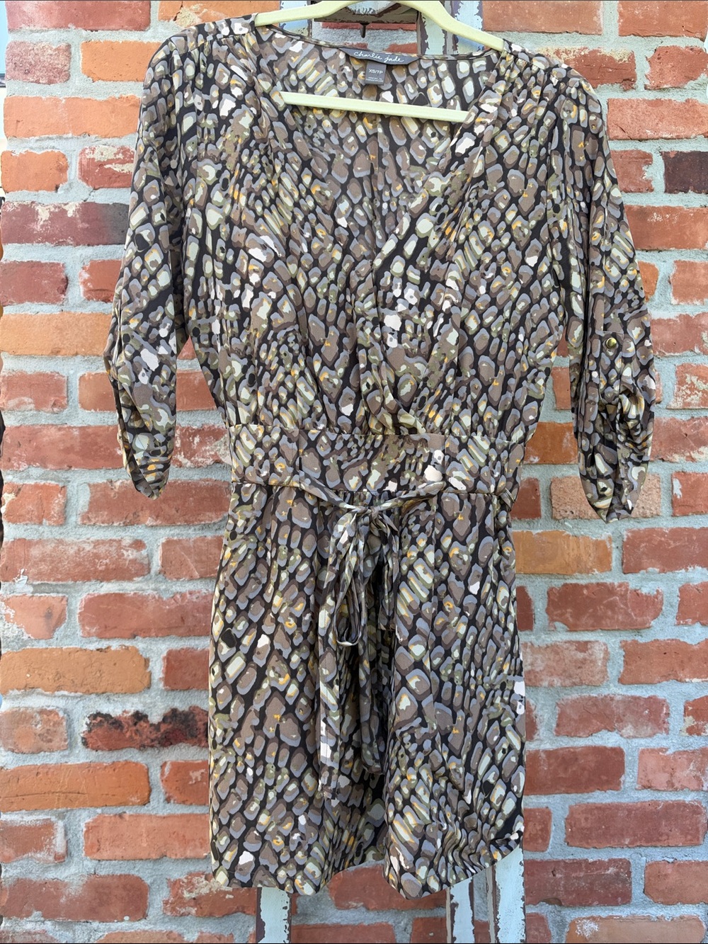 charlie jade Brown & Cream Patterned Wrap Romper